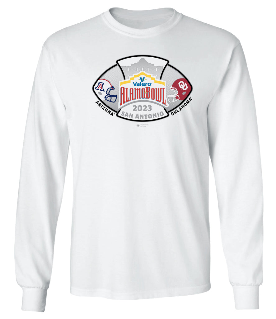 2023 Valero Alamo Bowl 2Team White Long Sleeve T Alamo Bowl Merchandise